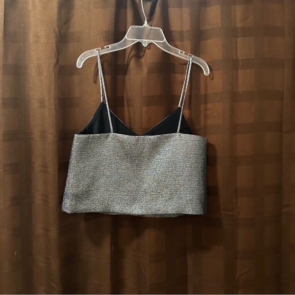 Rosie Assoulin Silver Metallic V-Neck Sleeveless Crop Top size small - Picture 7 of 7